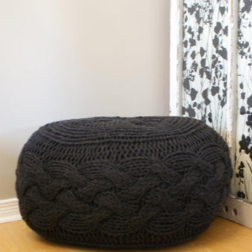 Pouffe / Footstool / Ottoman Super Chunky Cable Knit 25" diameter x 16.5" high