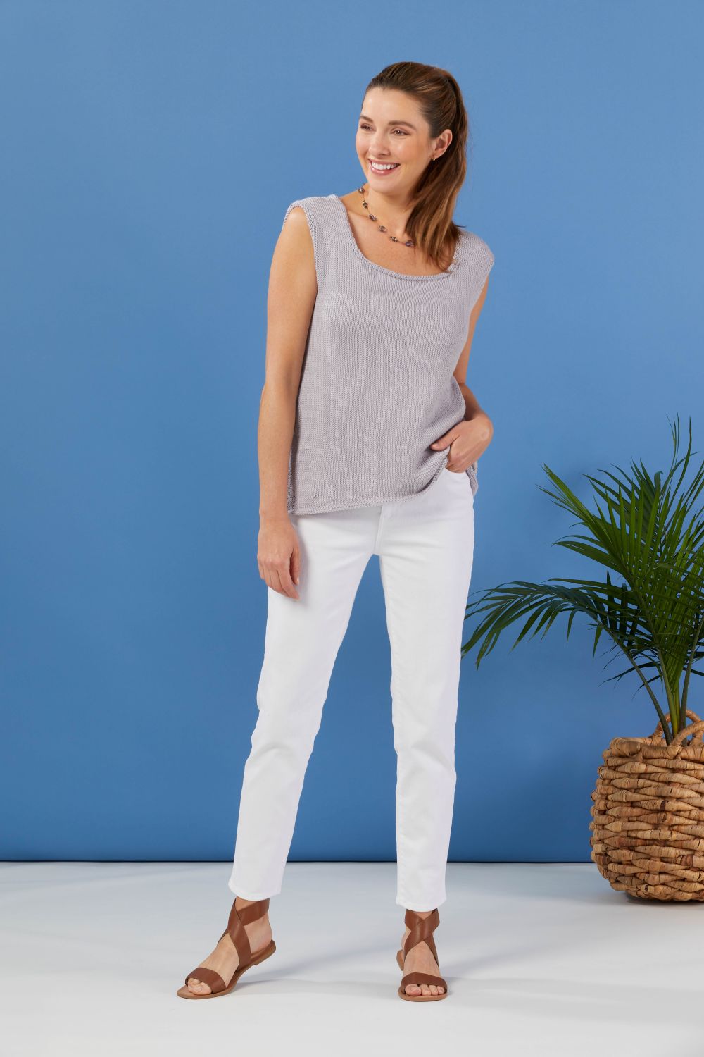 KE001 Bonita Springs - Tank Top Knitting Pattern for Women in Valley Yarns Westhampton by Valley Yarns