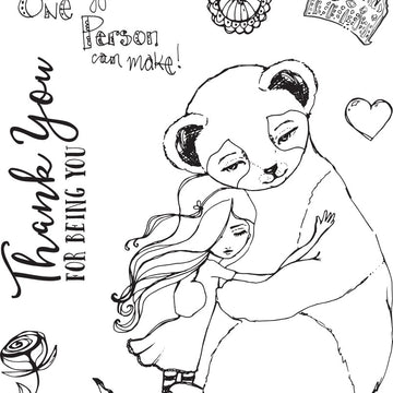 Spellbinders Jane Davenport Whimsical & Wild Collection Clear Stamps Set - Panda Thank You