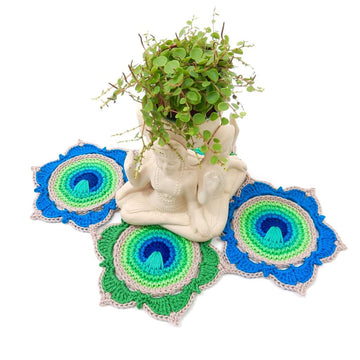 Flowering Peacock Feather Motif for Throw and more