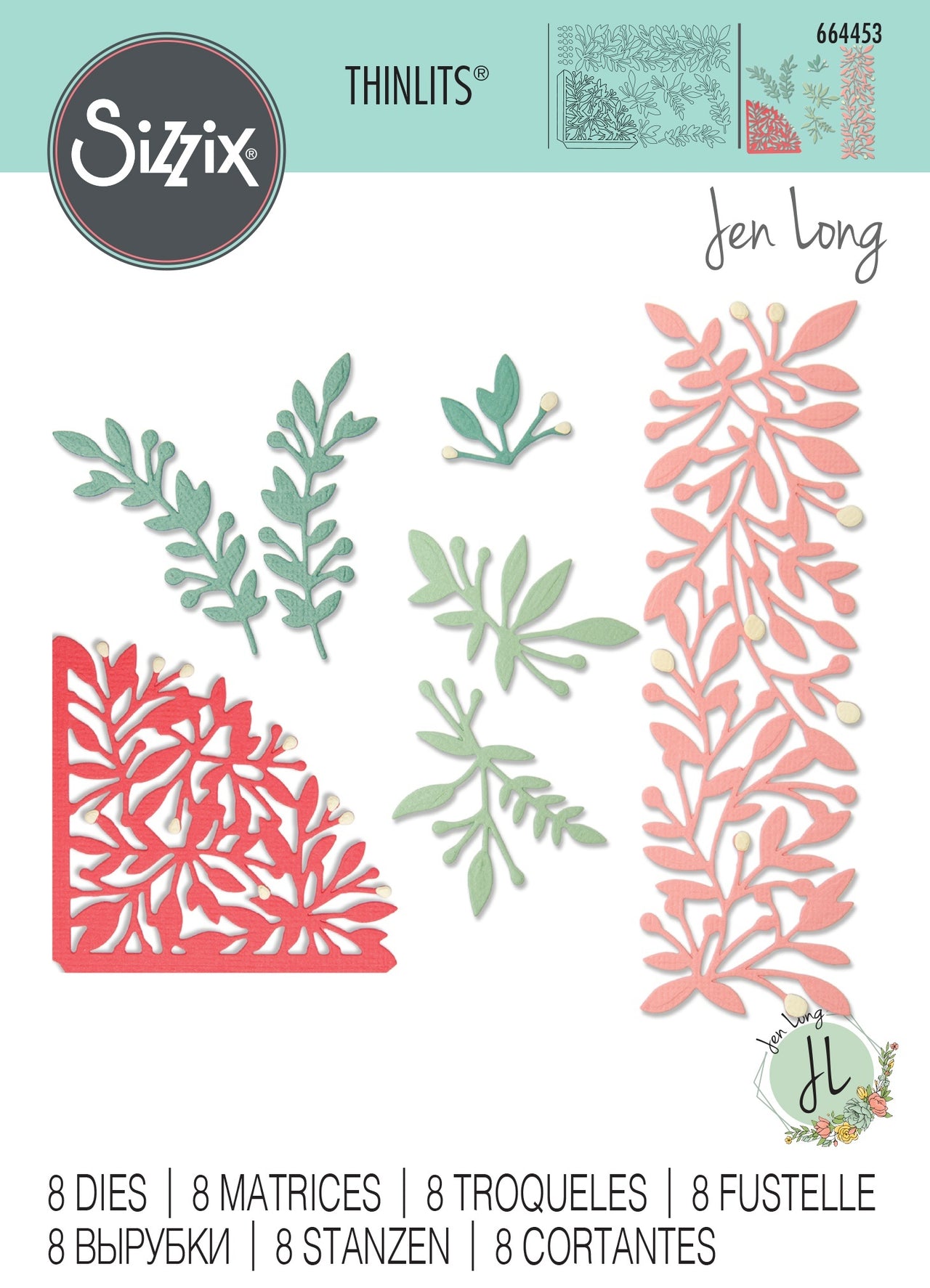 Sizzix Thinlits Dies By Jen Long 8/Pkg - Intricate Corners