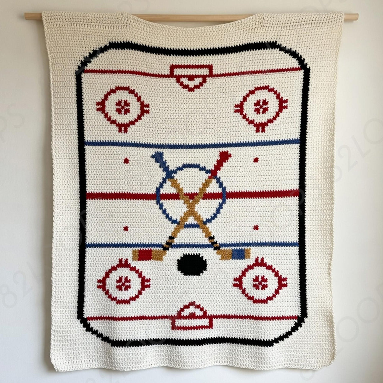 Hockey Baby Blanket SINGLE CROCHET Pattern