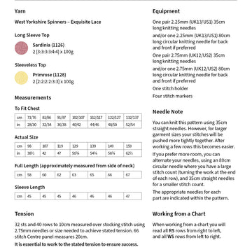 Anais Lace Panel Top in West Yorkshire Spinners Exquisite Lace - DBP0271 - Downloadable PDF