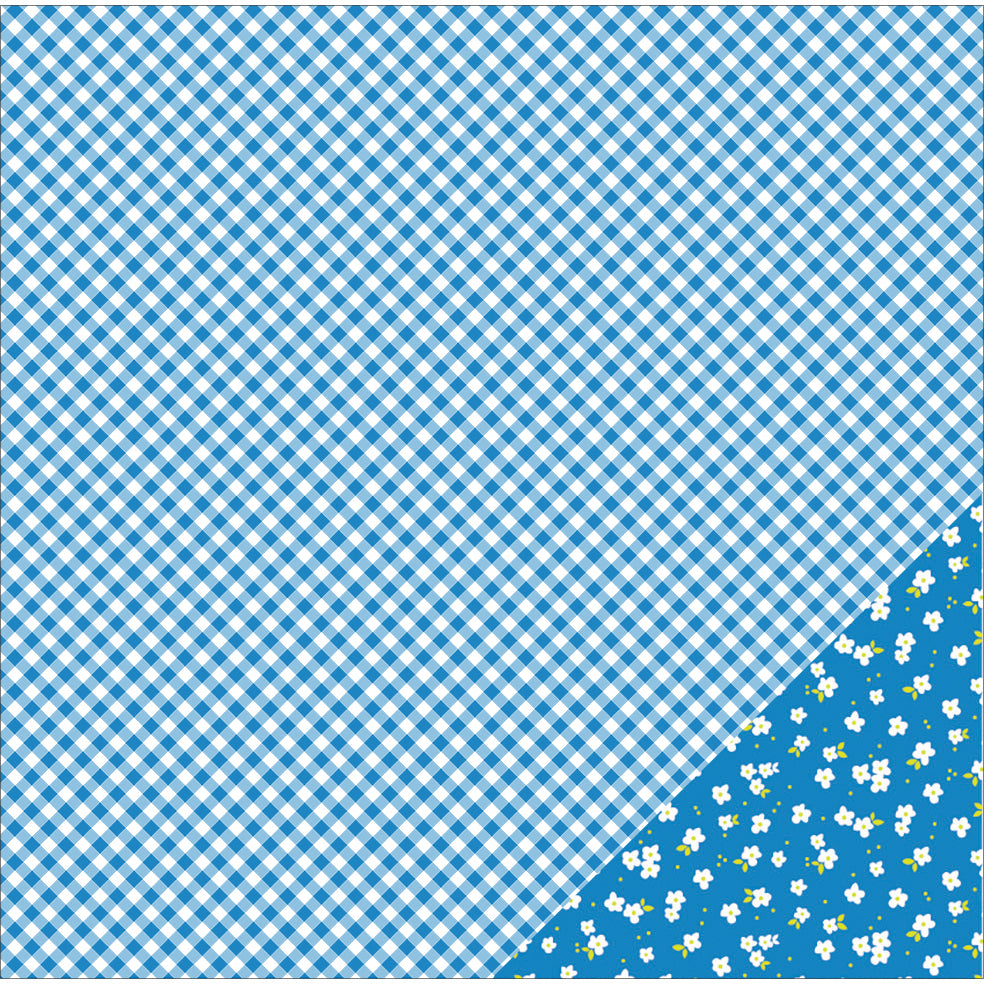 American Crafts Basics Double-Sided Cardstock 12"X12" 12/Pkg - Marine Gingham