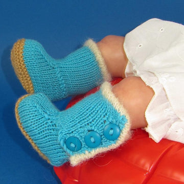 Baby Fur Trim 3 Button Booties (Bootees)