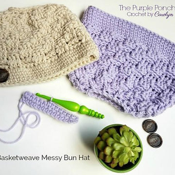 Basketweave Messy Bun Hat