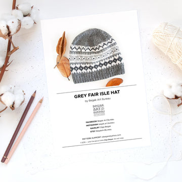 GRAY Fair Isle Hat