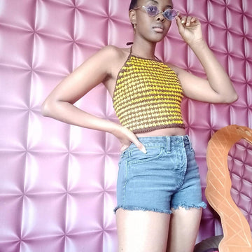 Houndstooth Stitch Crochet Halter top