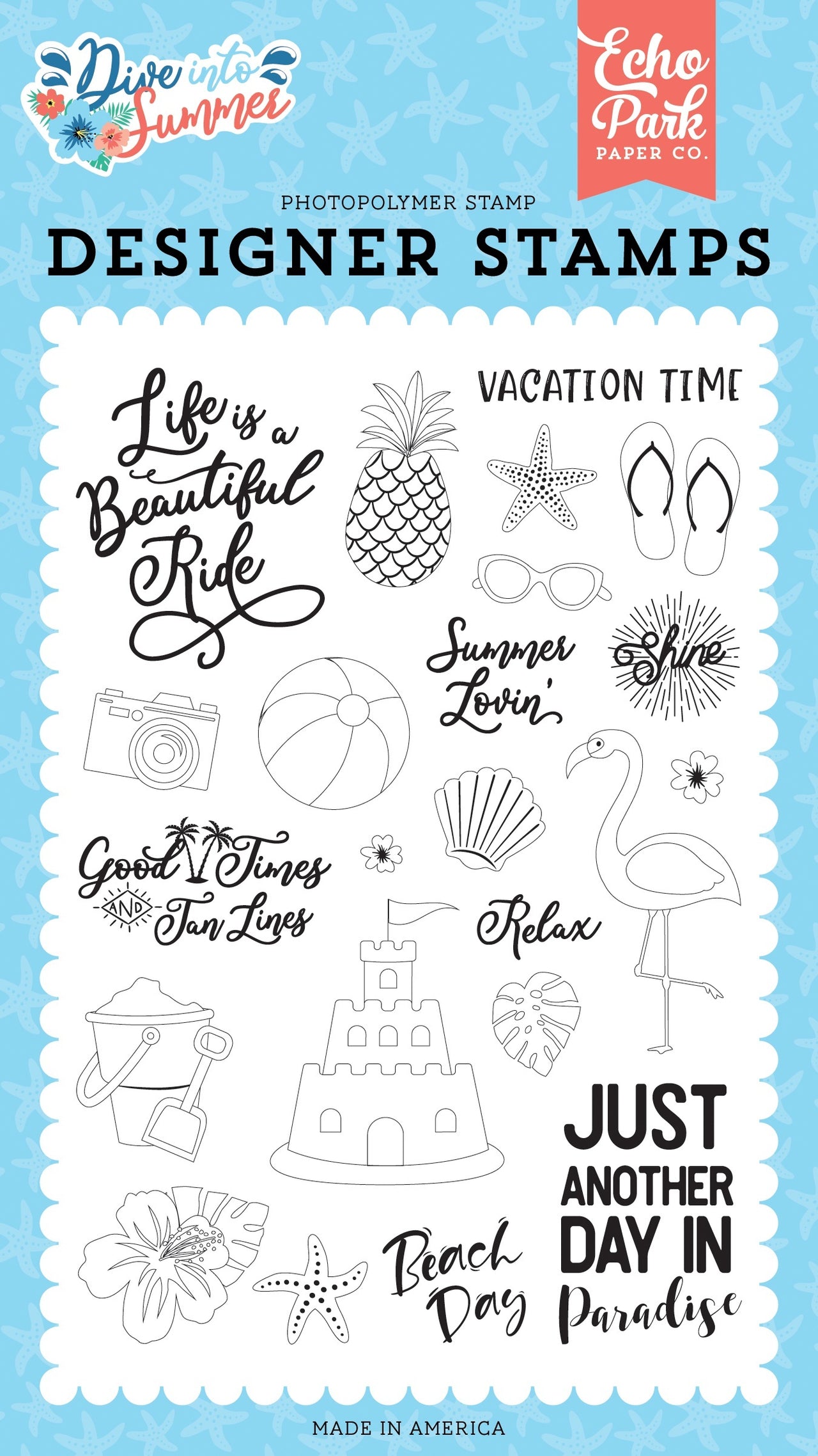Echo Park Paper Echo Park Stamps - Paradise, Dive Into Summer