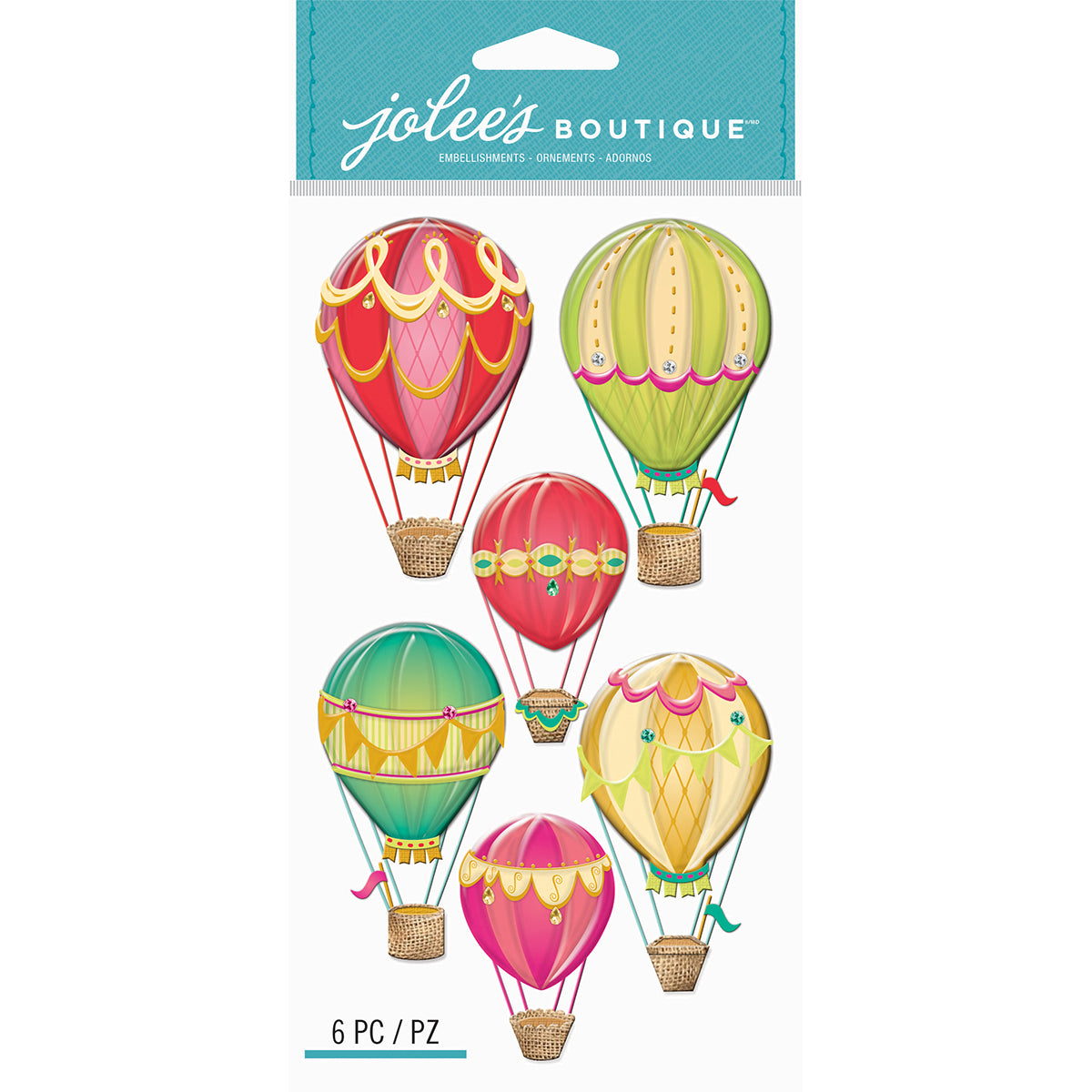 Jolee's Le Grande Dimensional Stickers - Hot Air Balloons