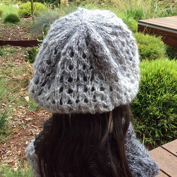 Sylvia - lace stitch beanie and cowl
