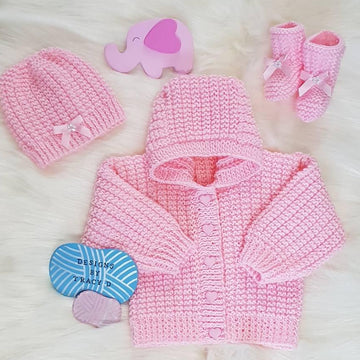 Buddy baby hoody knitting pattern 0-3mths & 6-12mths