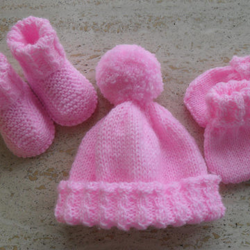 Baby Booties, Beanie Mittens Set