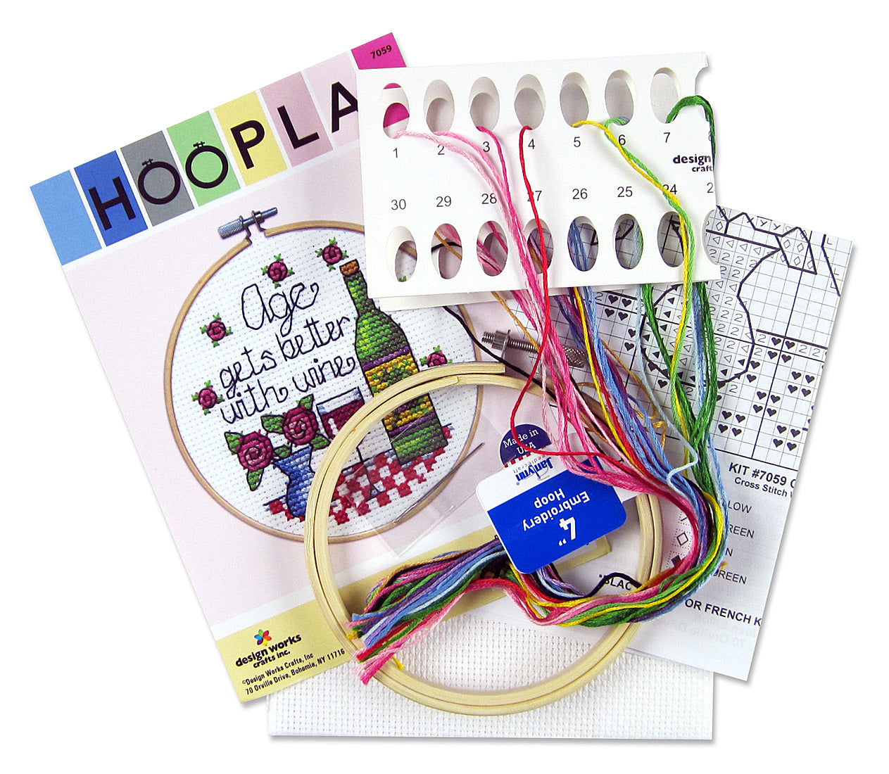 Design Works Wine Cross Stitch Kit - 4in Round