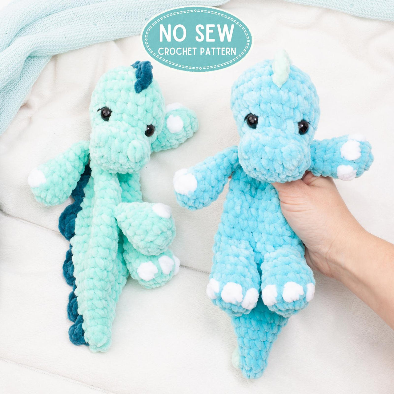 Dinosaur Lovey Snuggler Crochet Pattern PDF | No Sew Amigurumi