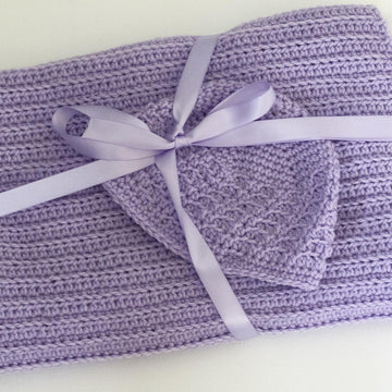 Ribbed Baby Blanket and Hat