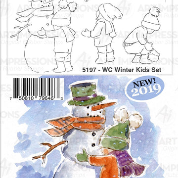 Art Impressions Watercolor Cling Rubber Stamps - WC Winter Kids