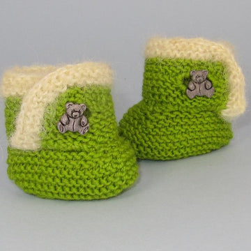 Baby Fur Trim Teddy Button Booties (Bootees)