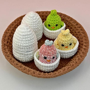 Adorable Baby Chicken Crochet Pattern, Chick in Egg and Nesting Basket