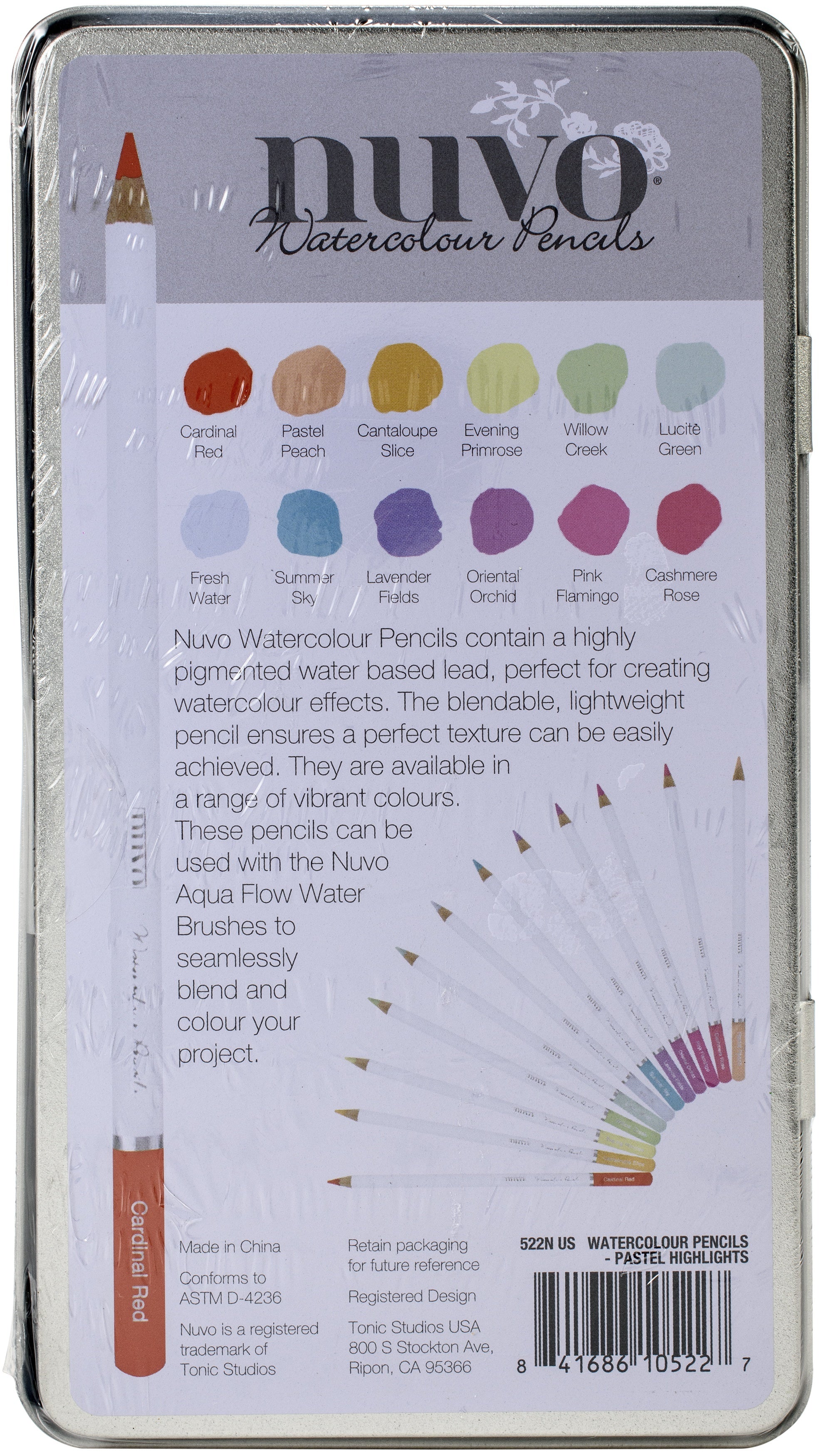 Tonic Studios Nuvo Watercolor Pencils 12/Pkg - Pastel Highlights