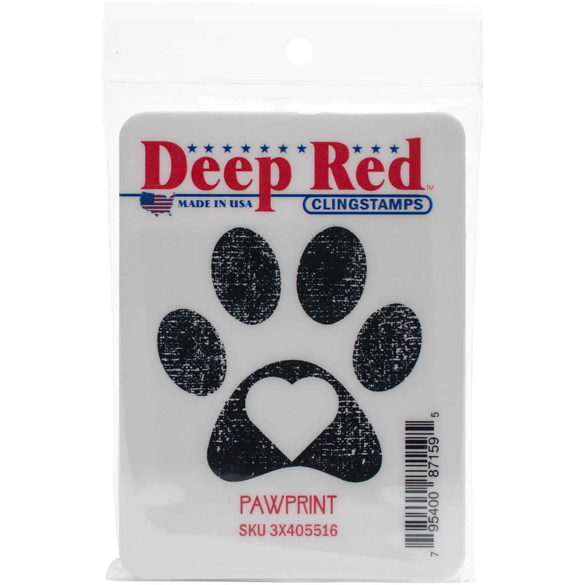 Deep Red Stamps Deep Red Cling Stamp 2"X2" - Pawprint