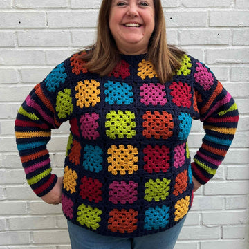Rainbow granny square sweater