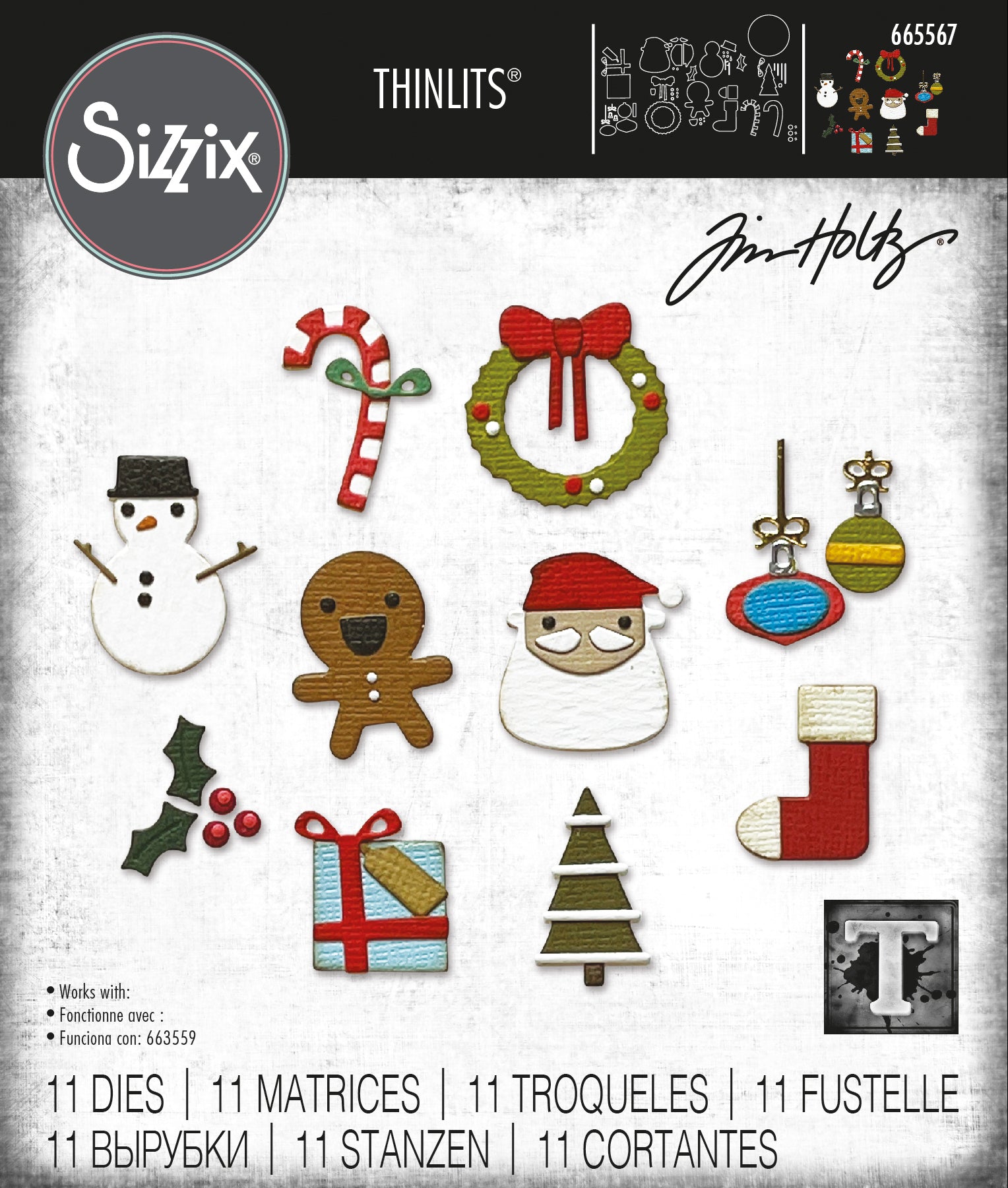 Sizzix Thinlits Die Set 11PK - Christmas Minis