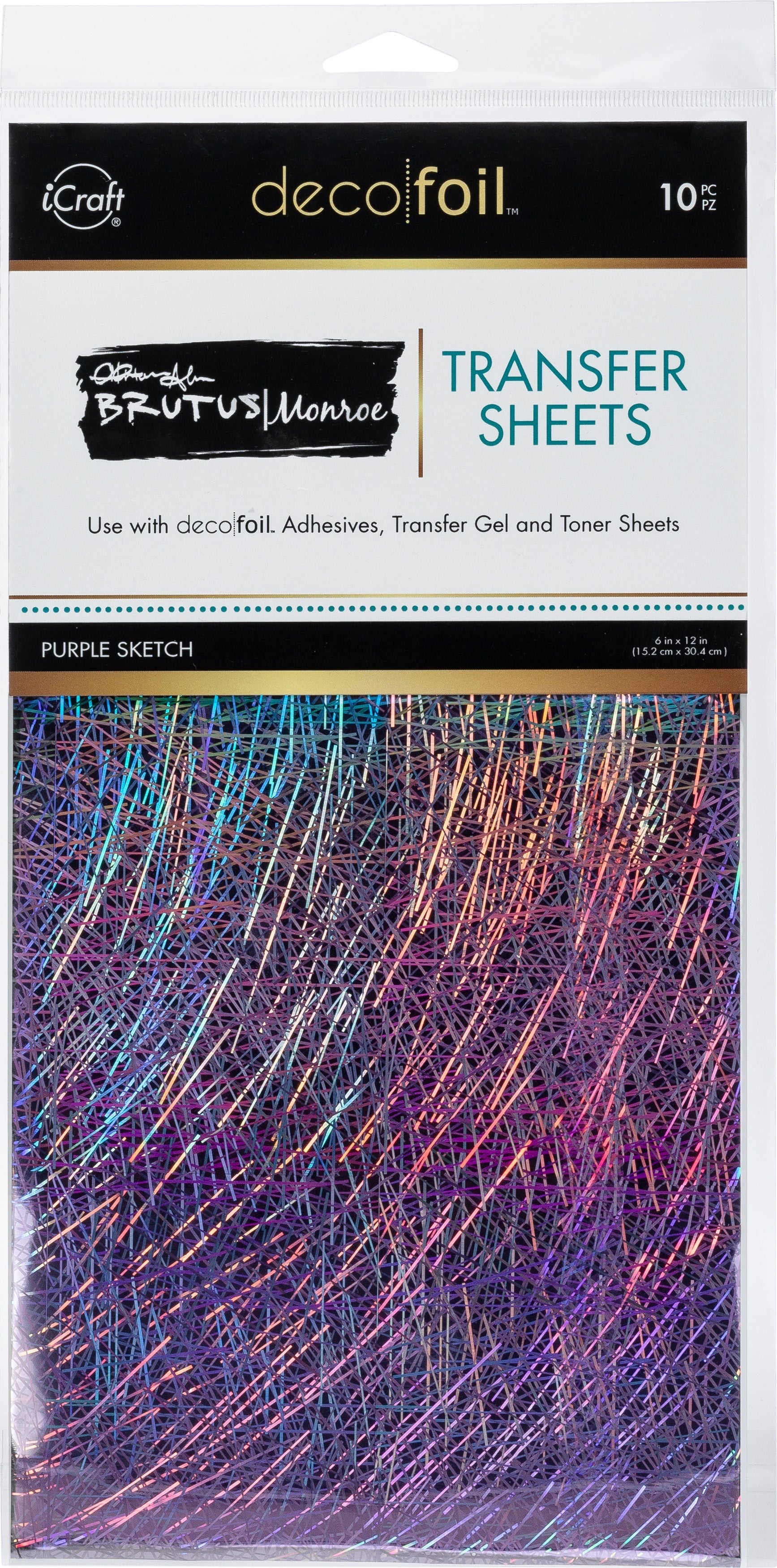 Therm O Web Brutus Monroe Deco Foil Transfer Sheets 6"X12" 10/Pkg - Purple Sketch