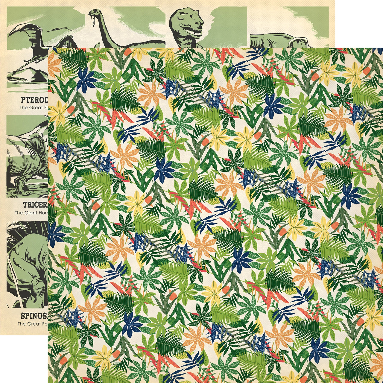 Echo Park Paper Dinosaurs Double-Sided Cardstock 12"X12" 25/Pkg - Jungle Palms