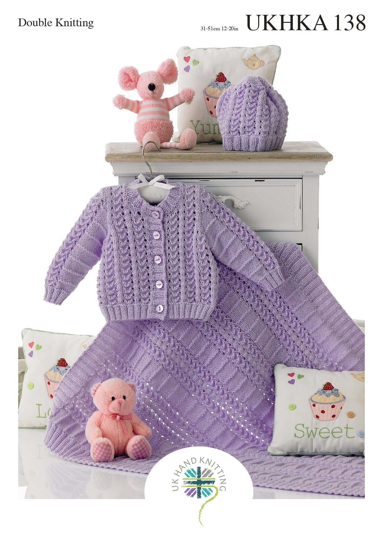 UKHKA 138 Cardigan, Hat and Blanket - UKHKA138pdf - Downloadable PDF