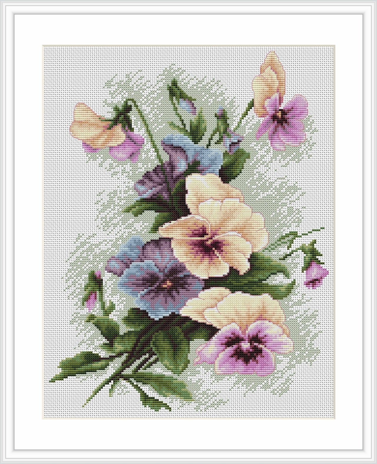 Luca-S Pastel Poppies Cross Stitch Kit - 21.5cm x 27.5cm