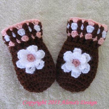 Baby Thumb-less Brown Mittens