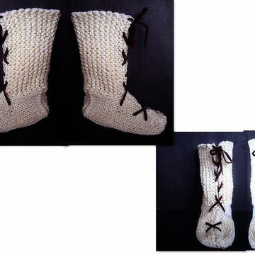 634 KNIT TALL LACE UP SLIPPERS, 2 yrs to adult Large