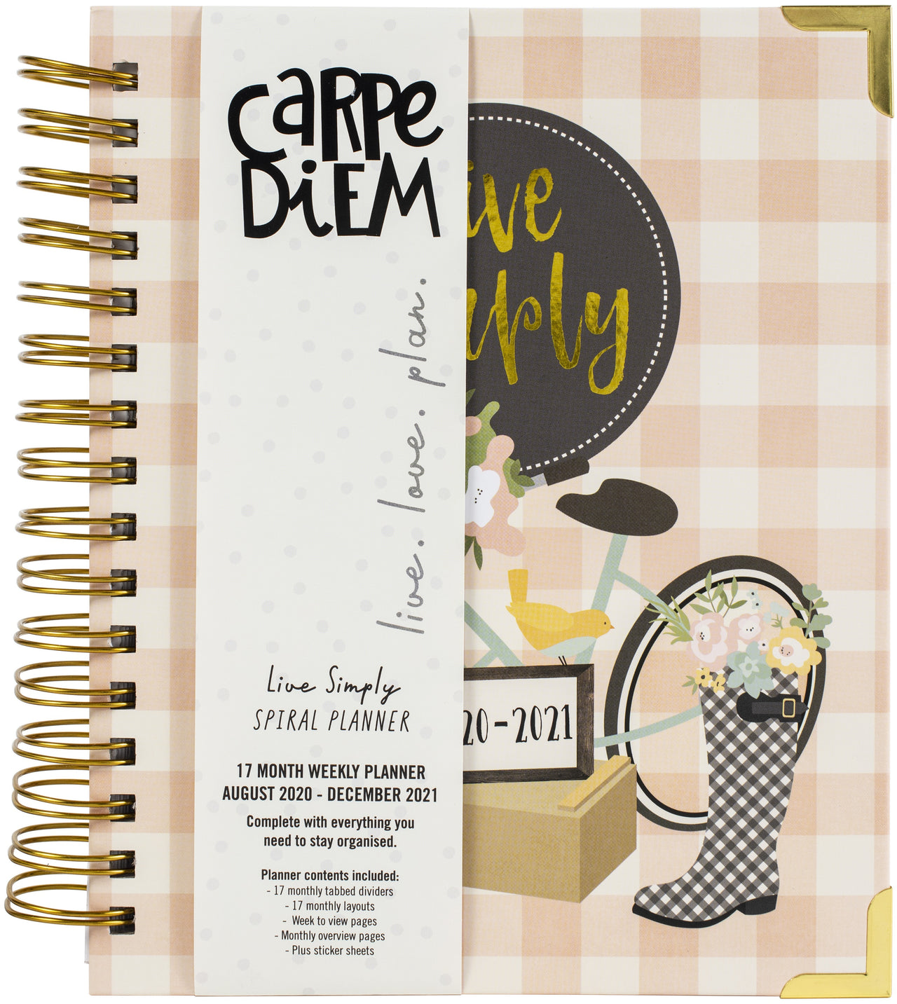 Carpe Diem Spiral 17-Month Dated Weekly Planner 7"X8.75" - Live Simply, Aug 2020-Dec 2021