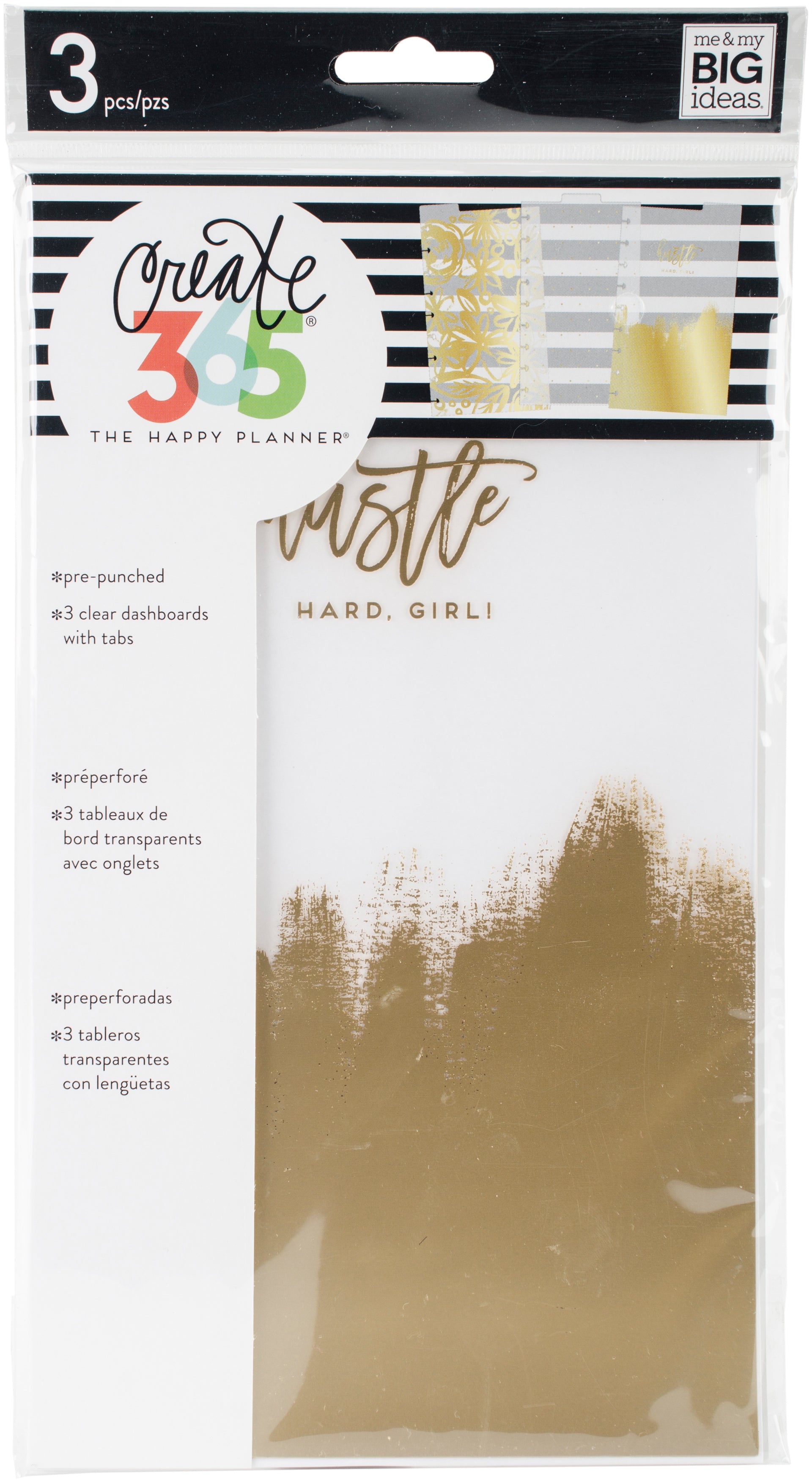 Happy Planner Medium Dashboards 5.5"X9.65" 3/Pkg - Hustle Hard