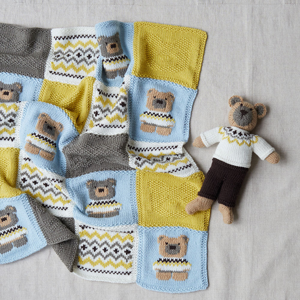 Eddie Teddy Blanket & Bear - Knitting Pattern for Babies in Debbie Bliss Baby Cashmerino