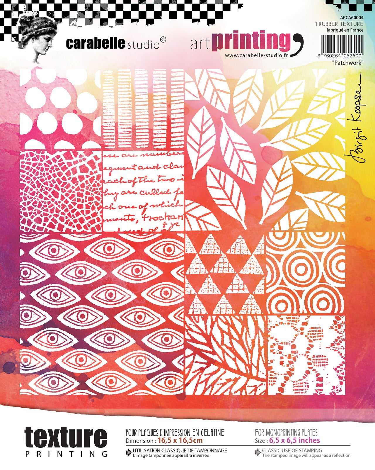 Carabelle Studio Art Printing Square Rubber Texture Plate - Patchwork