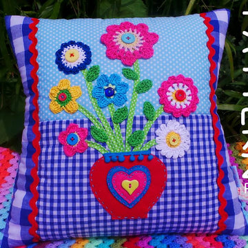Flower in a vase Crochet cushion