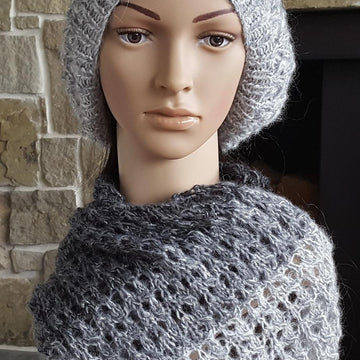 Sylvia - lace stitch beanie and cowl