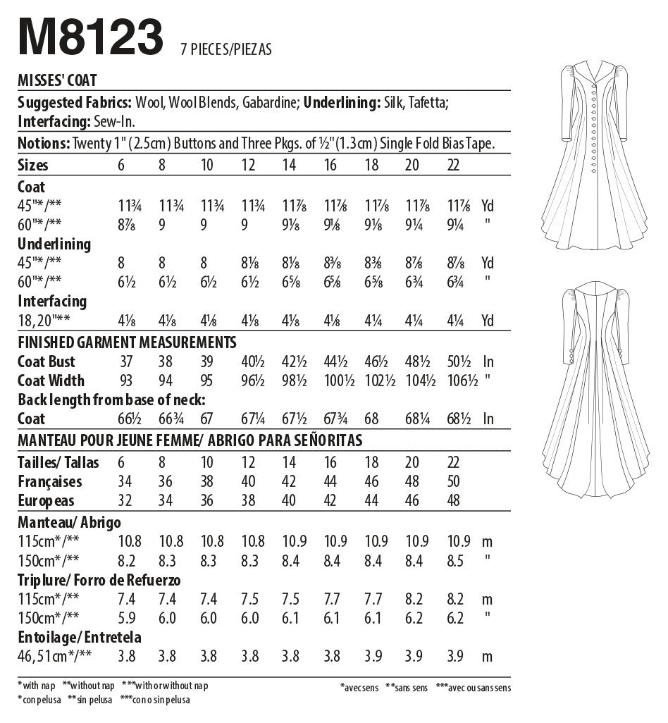 McCall's Misses' Coat M8123 - Sewing Pattern
