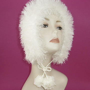 Faux Fur Trim Garter Stitch Bonnet Hat
