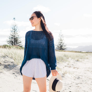 Tide Knot Cover Up Mesh Sweater