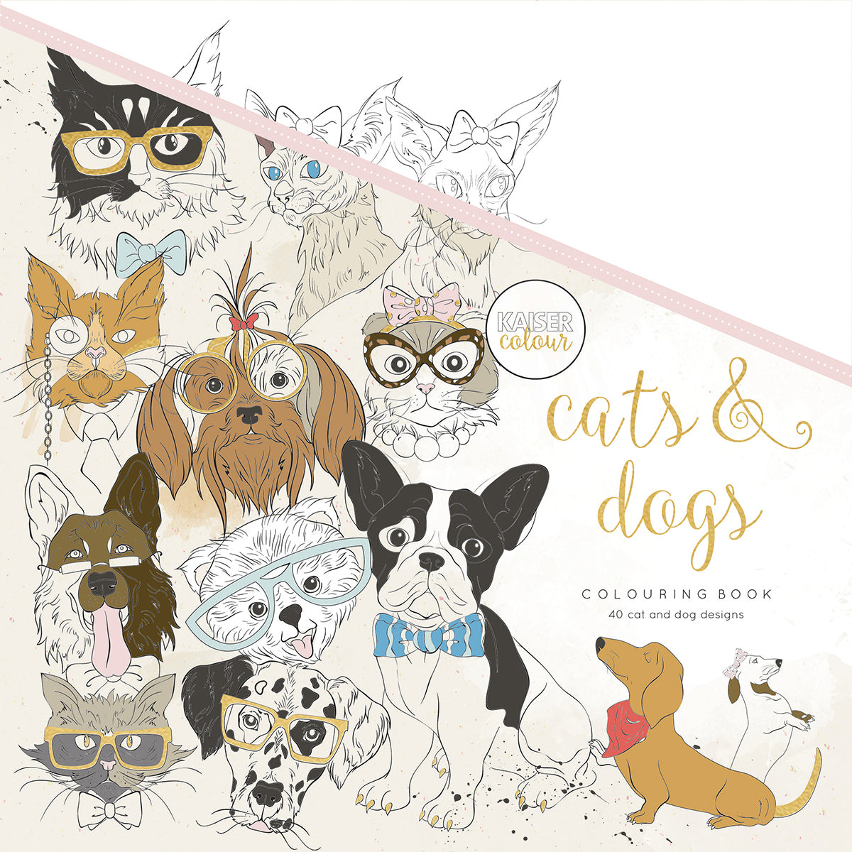 Kaisercraft KaiserColour Perfect Bound Coloring Book 9.75"X9.75" - Cats & Dogs