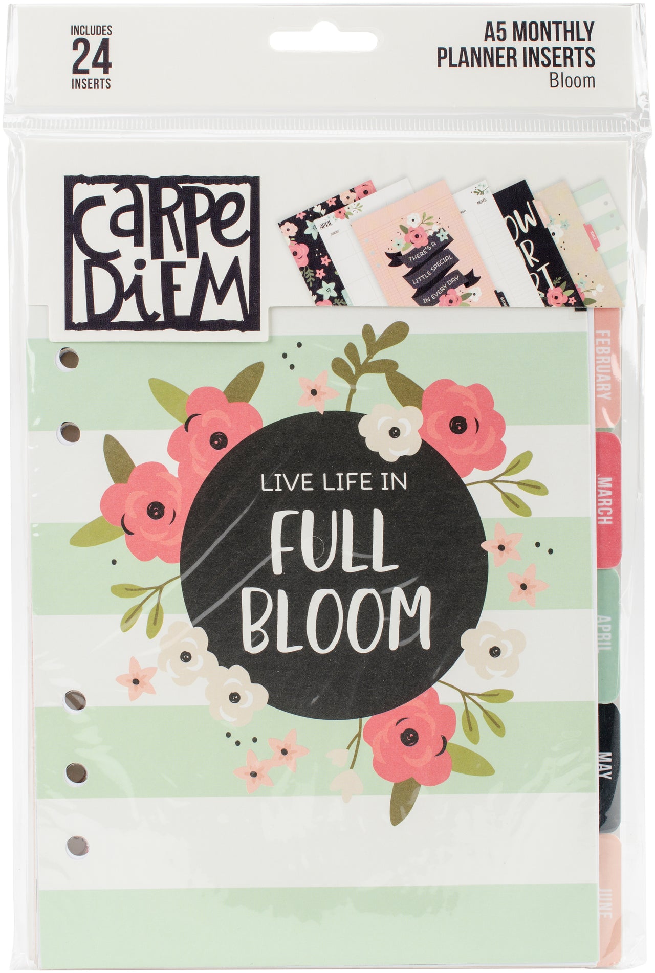 Carpe Diem Bloom Double-Sided A5 Planner Inserts - Monthly, Undated