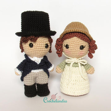 Mr. Darcy and Elizabeth (Pride and Prejudice) amigurumi dolls - crochet patterns by Crochelandia