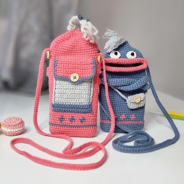 Funny monster small phone pouch crossbody bag crochet pattern T41