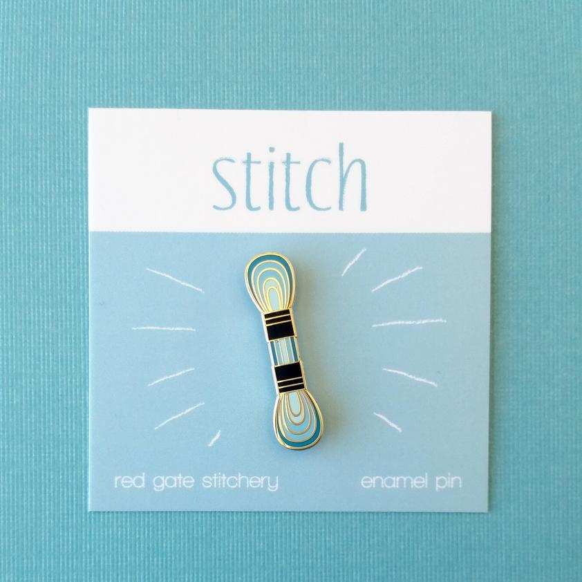 Red Gate Stitchery Mini Floss Skein Enamel Pin - Aqua