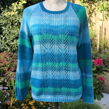 4 Ply Raglan Sweater with Eyelet Panels