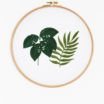 Monstera & Botanical Fern  in DMC - PAT0008 -  Downloadable PDF