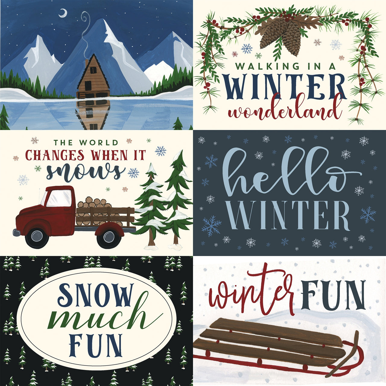 Echo Park Paper Warm & Cozy Double-Sided Cardstock 12"X12" 25/Pkg - 6"X4" Journaling Cards